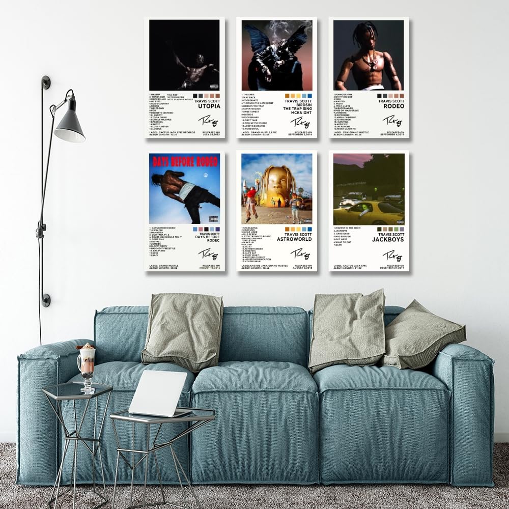 Lot De 3 Affiches Travis Scott Sur Toile - 20x30 Cm - Déco Chambre Musique Rap - Style 2 - 6