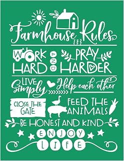 Farmhouse Rules Self-Adhesive Silk Screen Stencils Rabbits Screen Printing Stencils Reusable Stencil for Craft Farm Animals Mesh Transfer for Painting on Wood Fabric Bag Farmhouse Decor 8.5x11IN