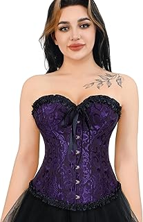 Women's Lace Up Boned Overbust Corset Bustier Lingerie Bodyshaper Top - Buy now