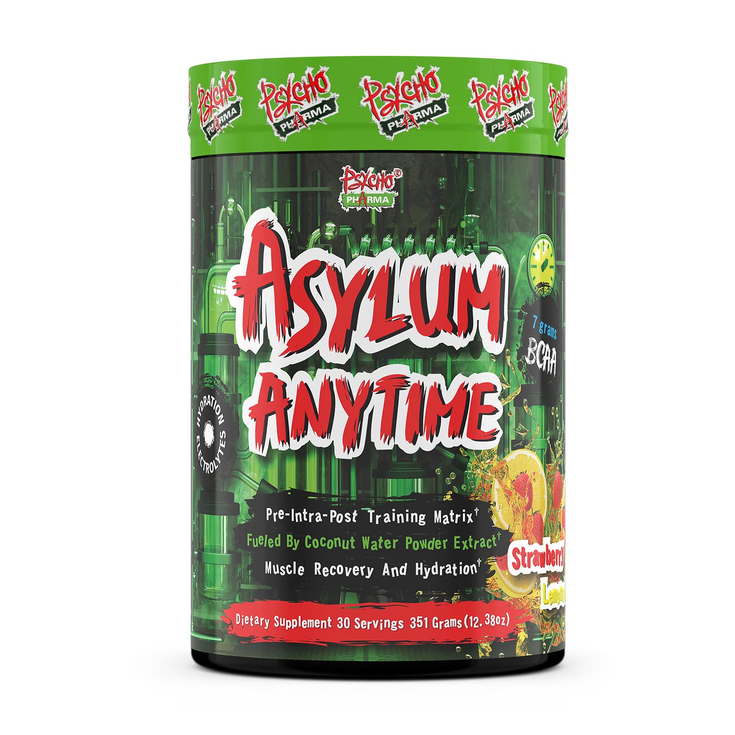 Psycho Pharma Fuel The Muscles and Protein Synthesis Asylum Anytime BCAAs Complex pre/Intra/Post Workout Muscle Building Supplement That Will Keep You Going (Strawberry Lemonade, 12.35)