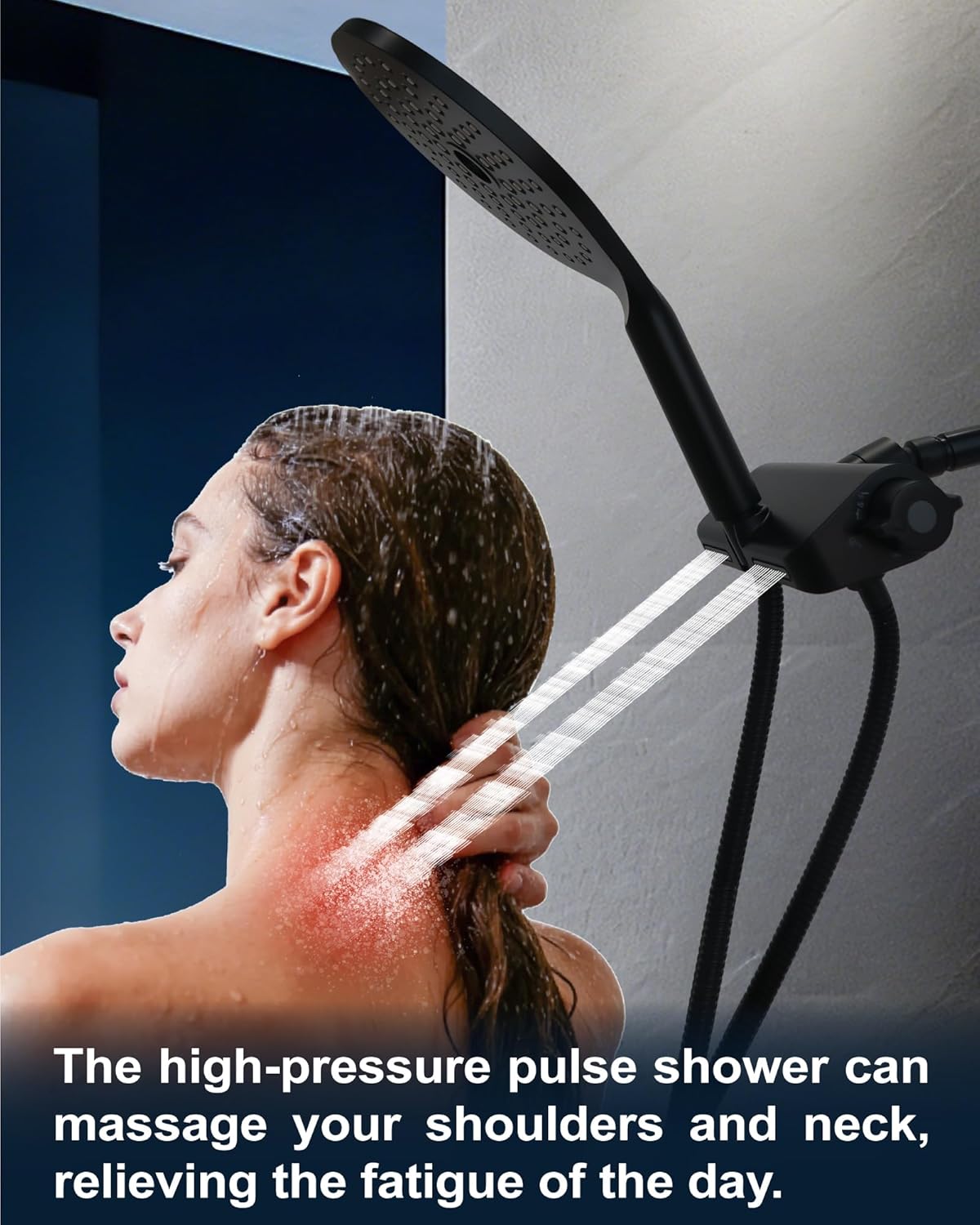 Handheld Shower Head with Filter High Pressure 2-in-1 Dual Spa System 7.5" Rainfall Filtered Showerhead Water Softener Filters for Hard Water 59" Stainless Steel Hose Matte Black