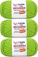 Vista 1 de Hilo de Ganchillo para Principiantes Verde Manzana Hilo de Algodón para Tejer y Tejido - Kit de Ganchillo para Principiantes - 3 * 50g