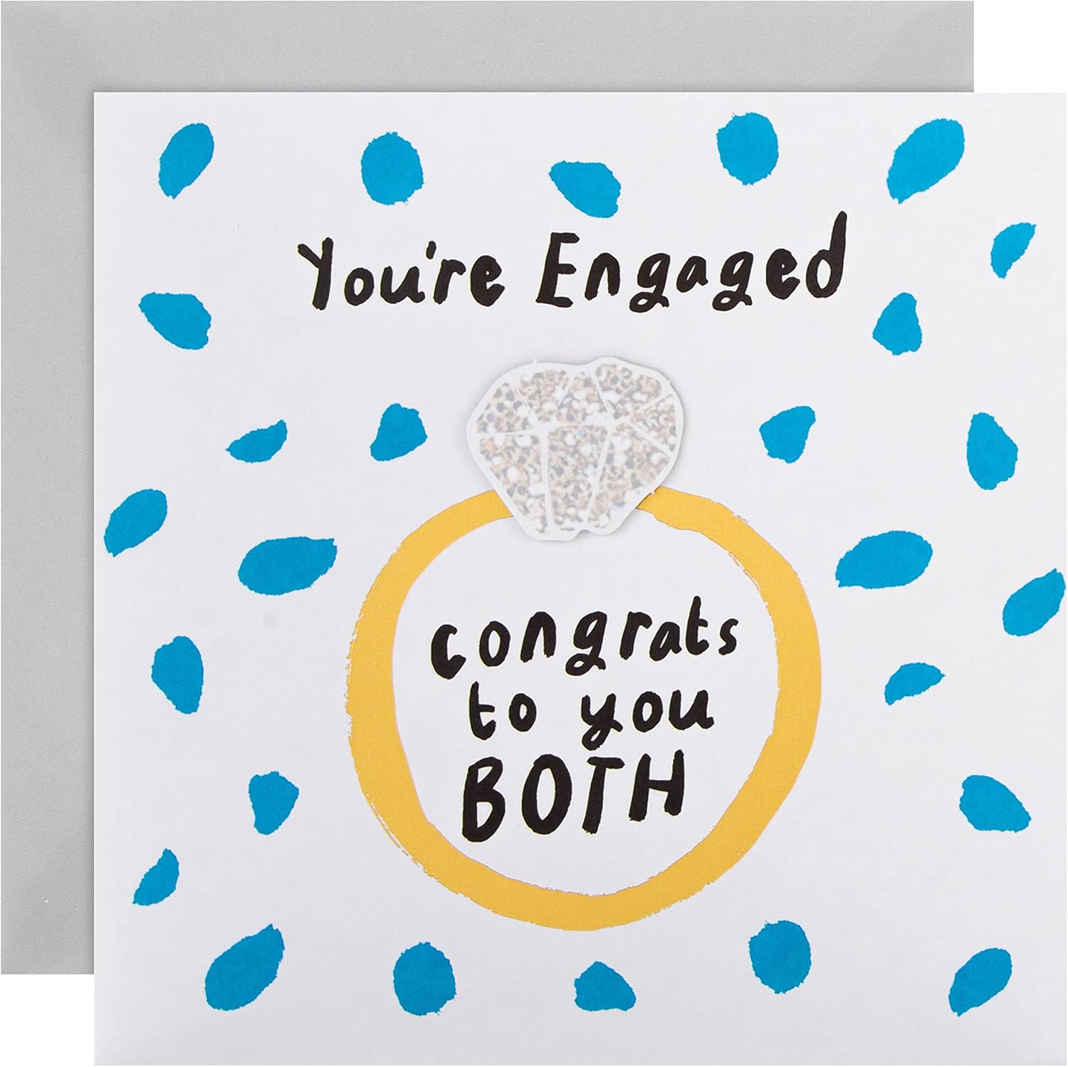 Hallmark Engagement Congratulations Card - Contemporary Illustrated Embossed Floral Design