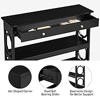 Vista 6 de Yaheetech Mesa consola de 3 niveles con 1 cajón y 2 estantes de almacenamiento, mesa de sofá decorativa para sala de estar, entrada, pasillo