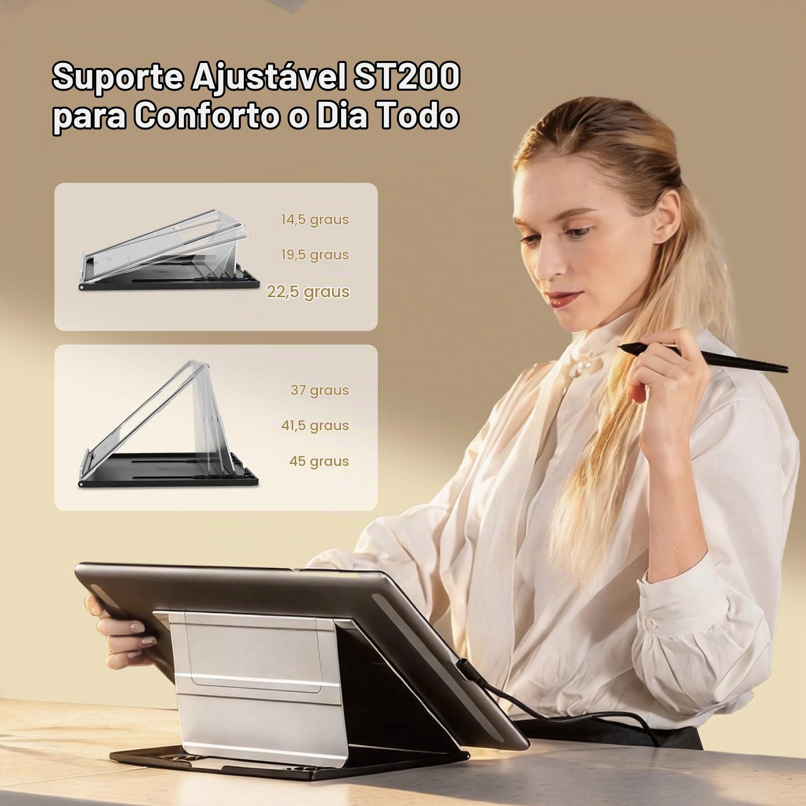 HUION KAMVAS Pro 16 Tablet de desenho gráfico com tela totalmente