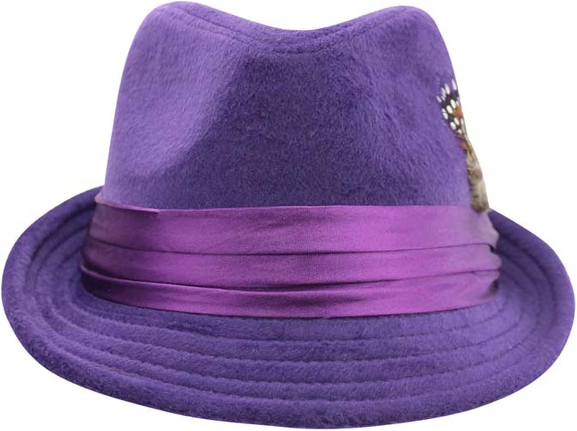Purple Wool Felt Fedora Hat with 