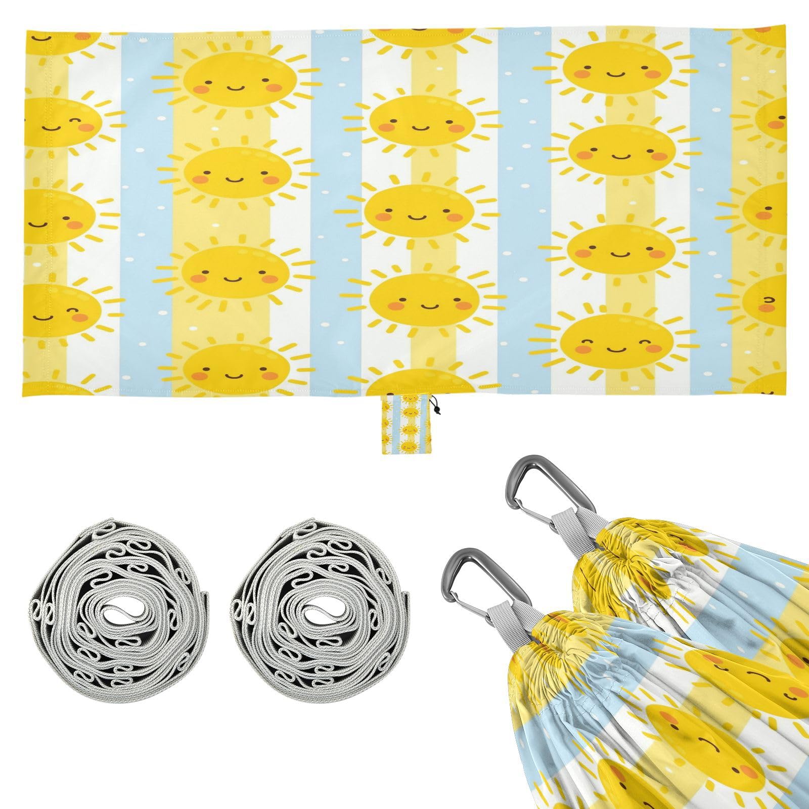 ATTX Cute Sunshine Camping Hammock - Lightweight & Portable Hammocks, Heavy Duty 330lbs Capacity for Indoor, Hiking, Backpacking, Travel, Backyard, Beach#124