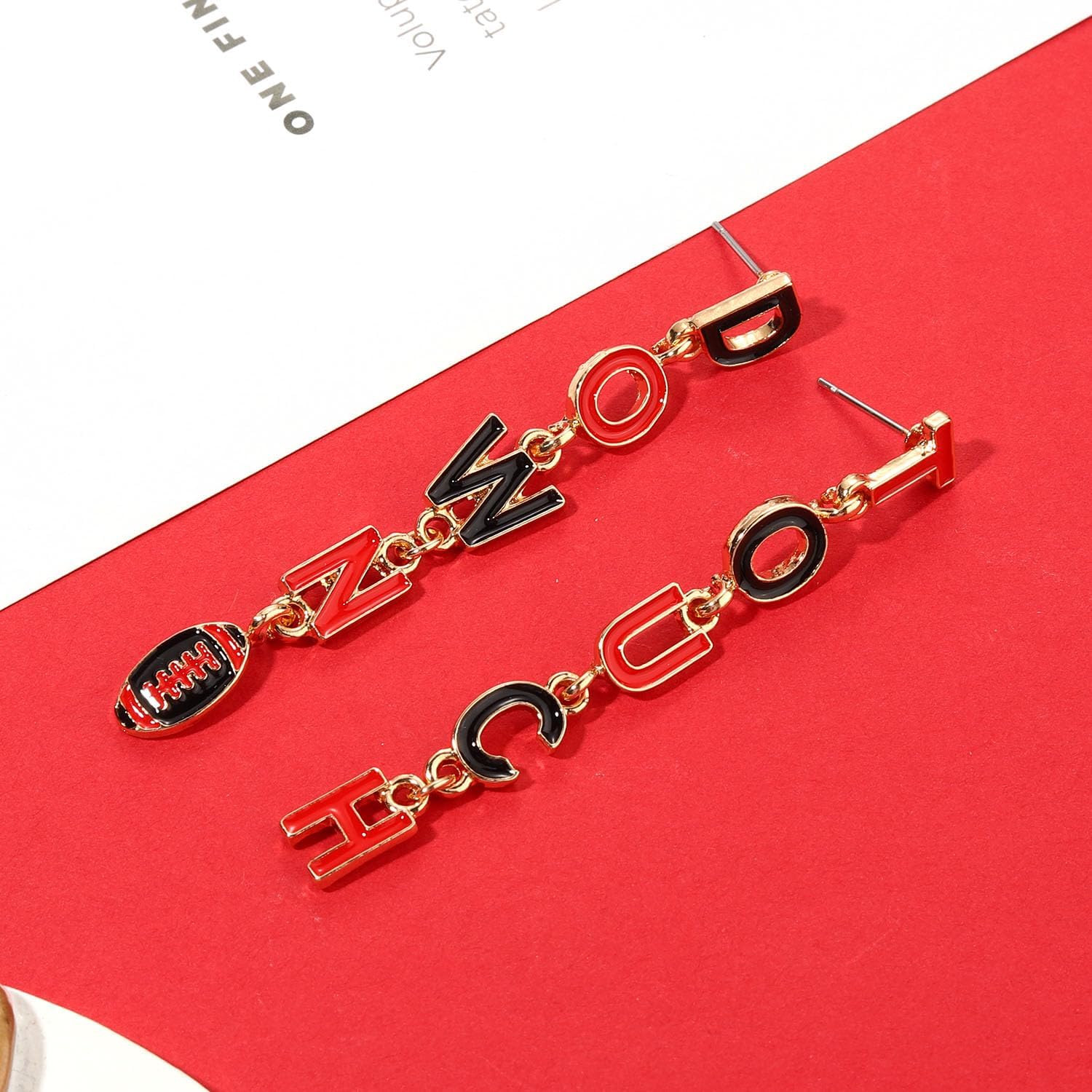 Football Game Day Earrings for Women Rhinestone Touch Down Earrings Race Day Sport Team Earring Red Blue Purple Field Day Accessories Football Mom Outfits Game Day Jewelry Gifts - Image 5