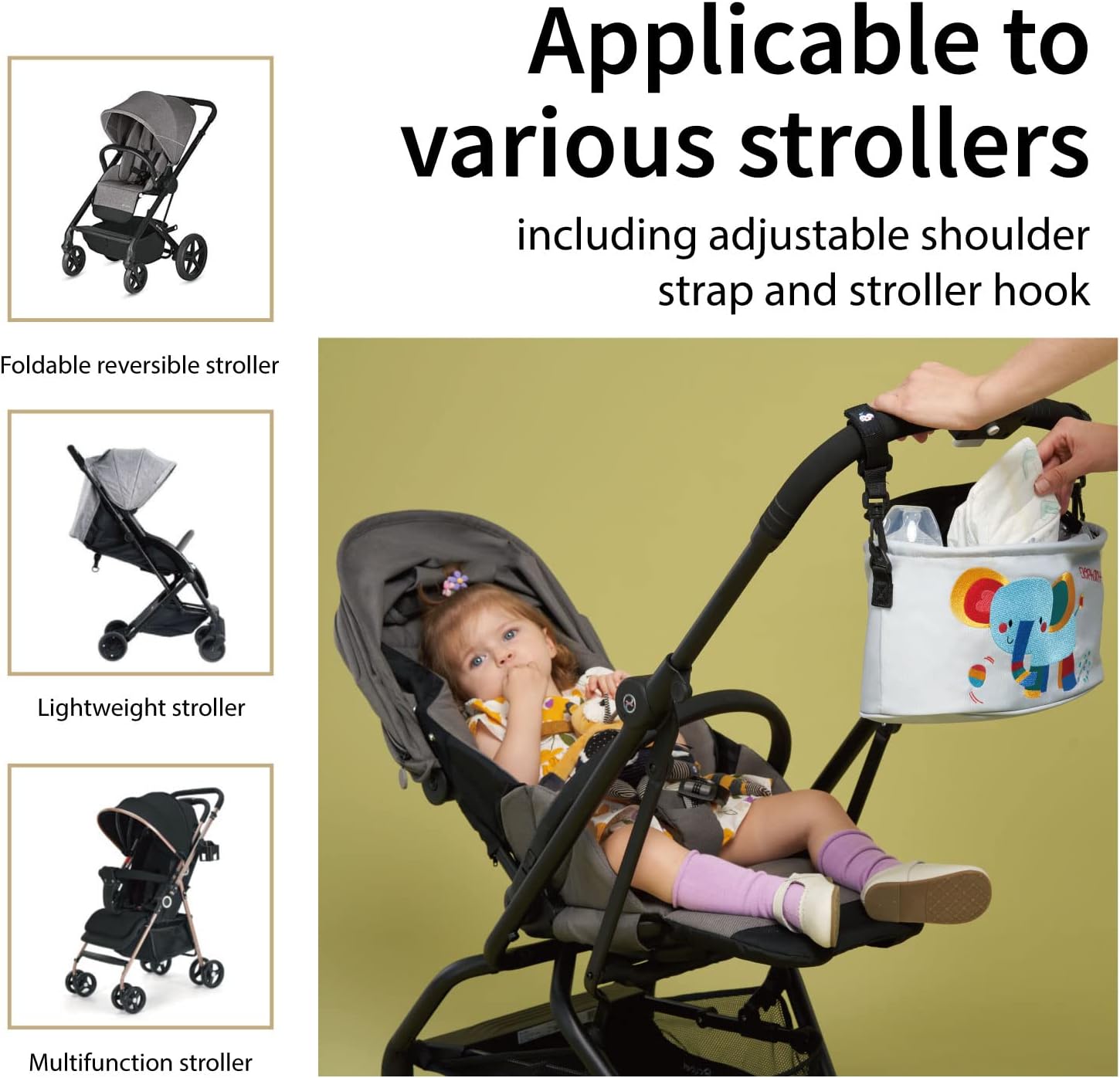 Stroller Organizer Diaper Bag Stroller Accessories Pack with Drink Holders and Zipped Pockets for Baby Stroller, Car, Shopping Cart. Fits All Major Strollers (Leopard) image 2