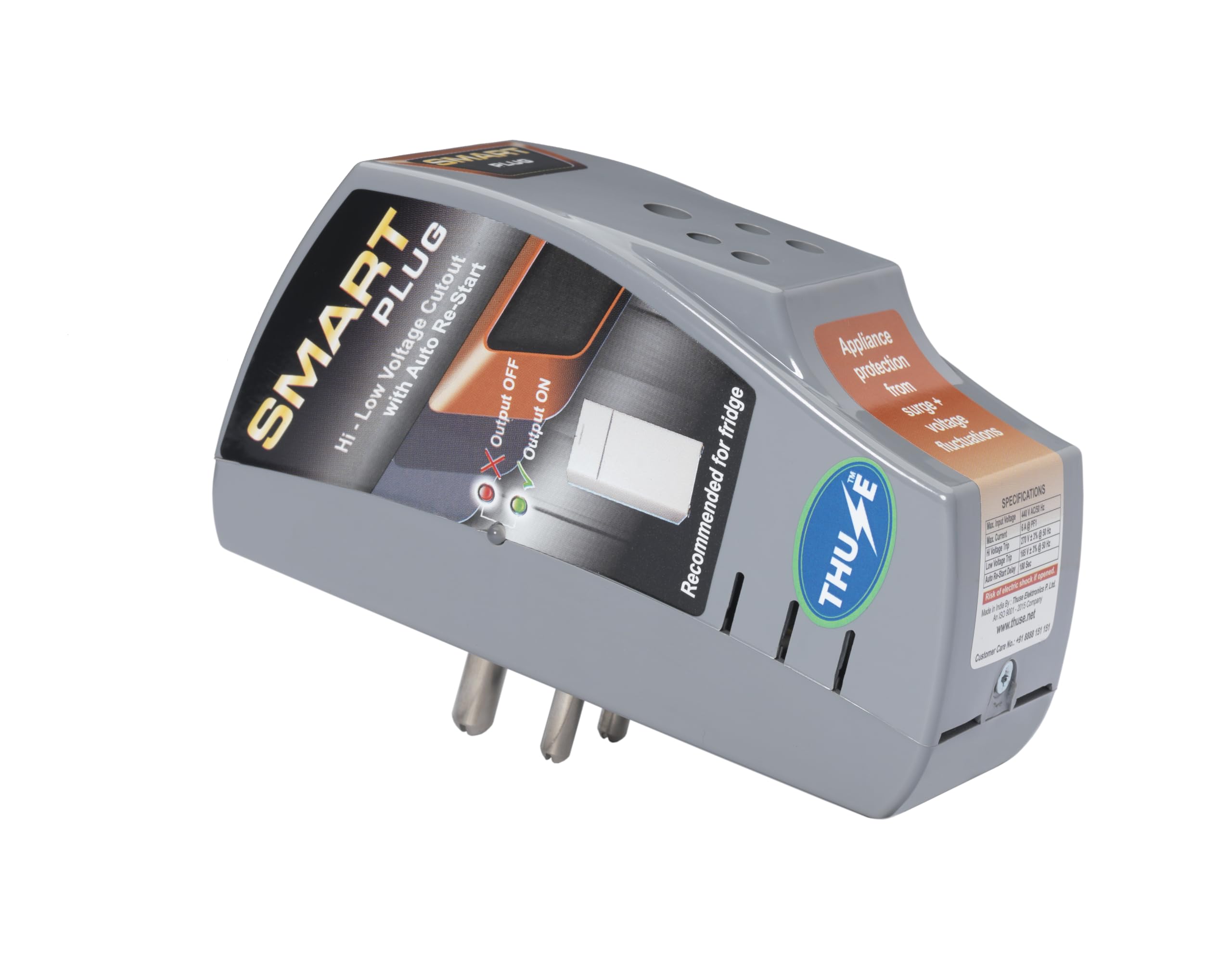 Smart Plug Fridge Protector 6A with Surge Protection Upto 4000 Volts | Grey-image-8