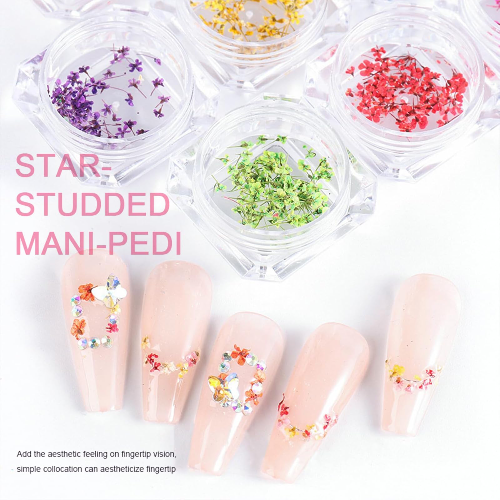 3er Set Getrocknete Blumen Für Nail Art - Trockenblumen Kit Für Nageldesign DIY