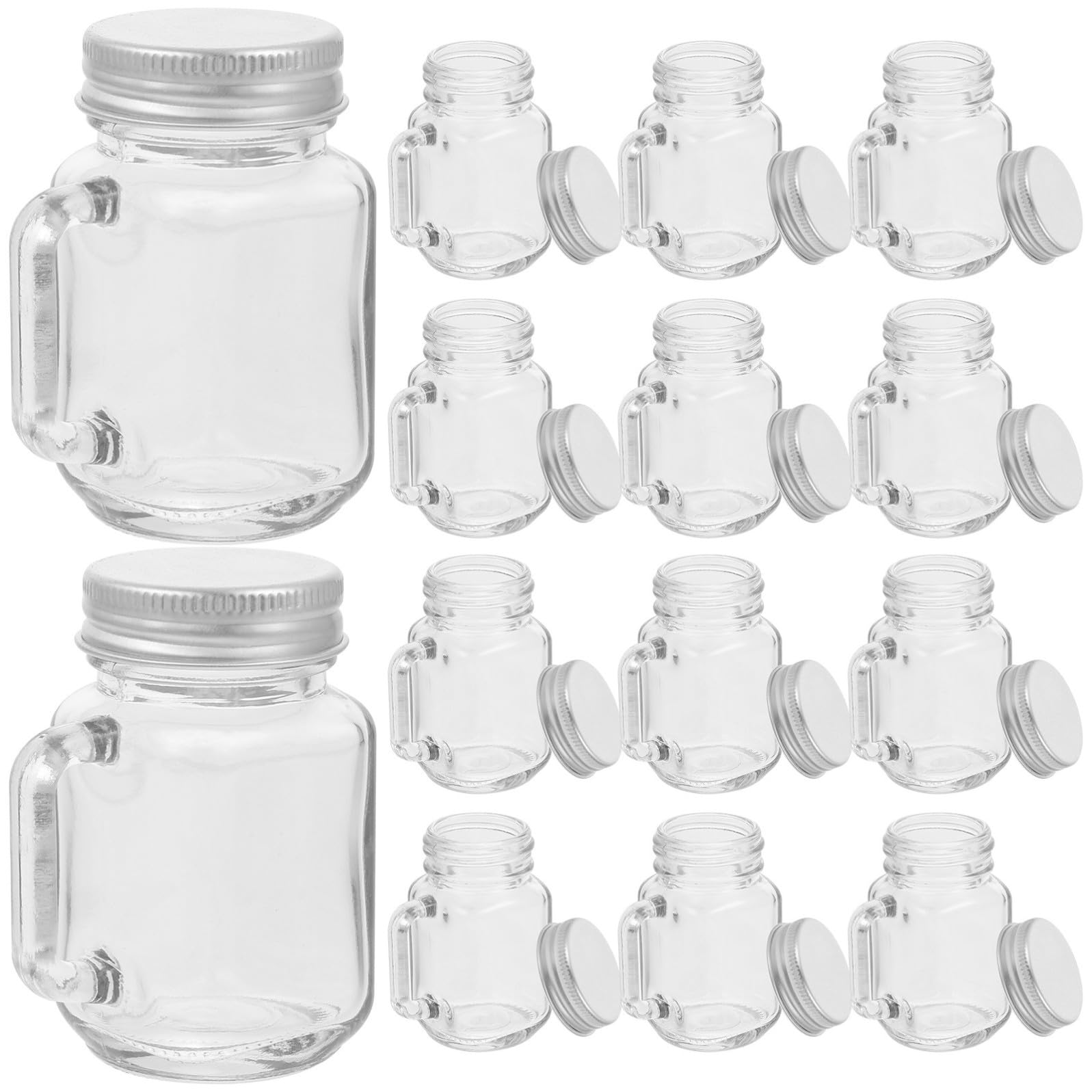 BESTOYARD Barattoli in Vetro da 60ml con Coperchio Facili da Trasportare Set 16 Barattoli Piccoli per Marmellata e Spezie Adatti a Tutte le Occasioni