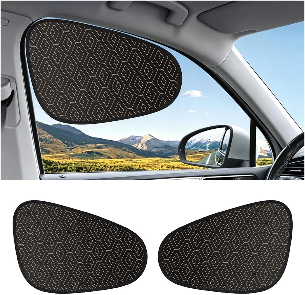 2PCS Universal Car Window Sun Shade, Car Sunshade for Side Window, Black, Opaque, Static-Cling Sunshade, Provides Full Sun Protection and Light Blockage, Quick-Install Car Sunshade for Side Windows