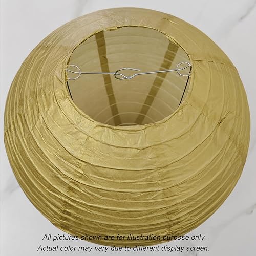 Miniatura 4 de Linterna de papel dorada de 8 pulgadas, pantalla de papel chino japonés (juego de 5, dorado)