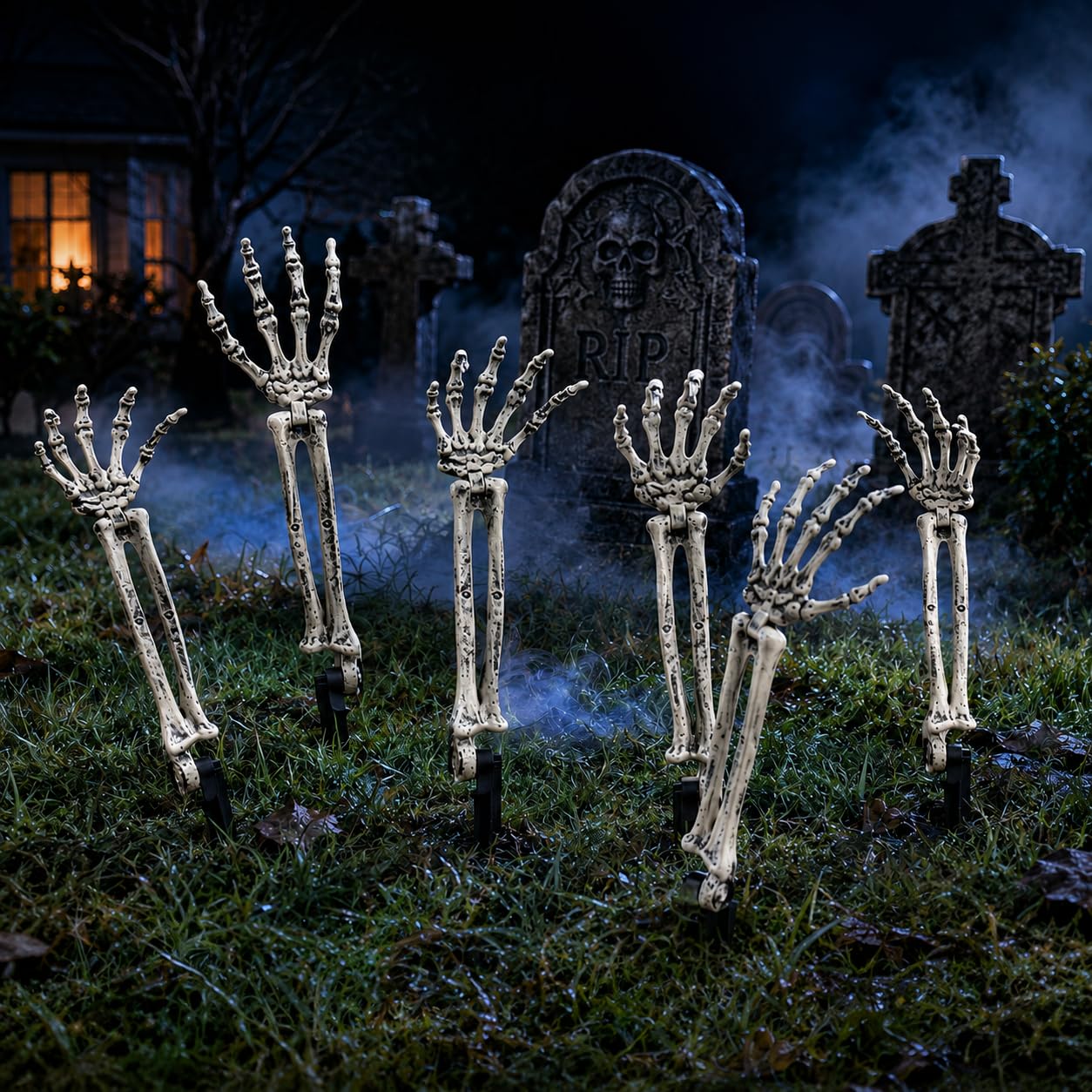 6 szt. Realistyczne słupki szkieletu na Halloween dekoracje na trawnik paliki ogród Halloween szkielet dekoracja