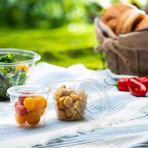 Miniatura 16 de Vasos de porciones con tapas (1 onza, paquete de 100 unidades) | Vasos de plástico desechables para preparación de comidas, control de porciones,