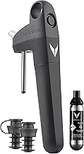 Coravin Pivot Wine Preservation System - Preserve Wine for 4 Weeks - Includes The Pivot System, 1 Capsule, 2 Wine Bottle Stoppers & 1 Bottle Sleeve - by-The-Glass Wine Saver System - Black