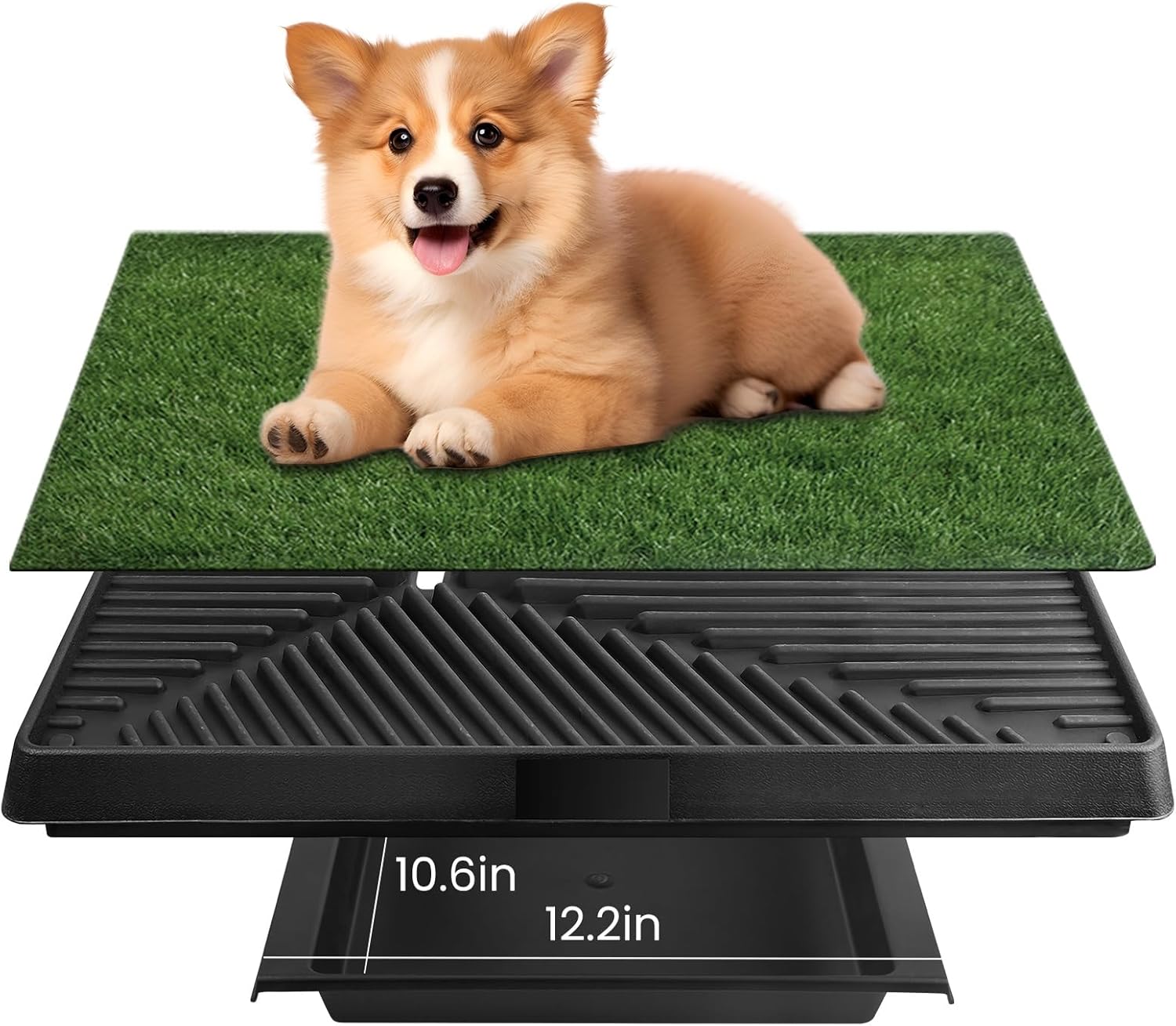 20 x 25 inches Dog Grass Pee Pads, 3-Layer Artificial Fake Grass Rug Pad for Puppy Potty, Washable Training Pad with Tray, Grass Mat for Dog Indoor Outdoor Use, Easy to Clean