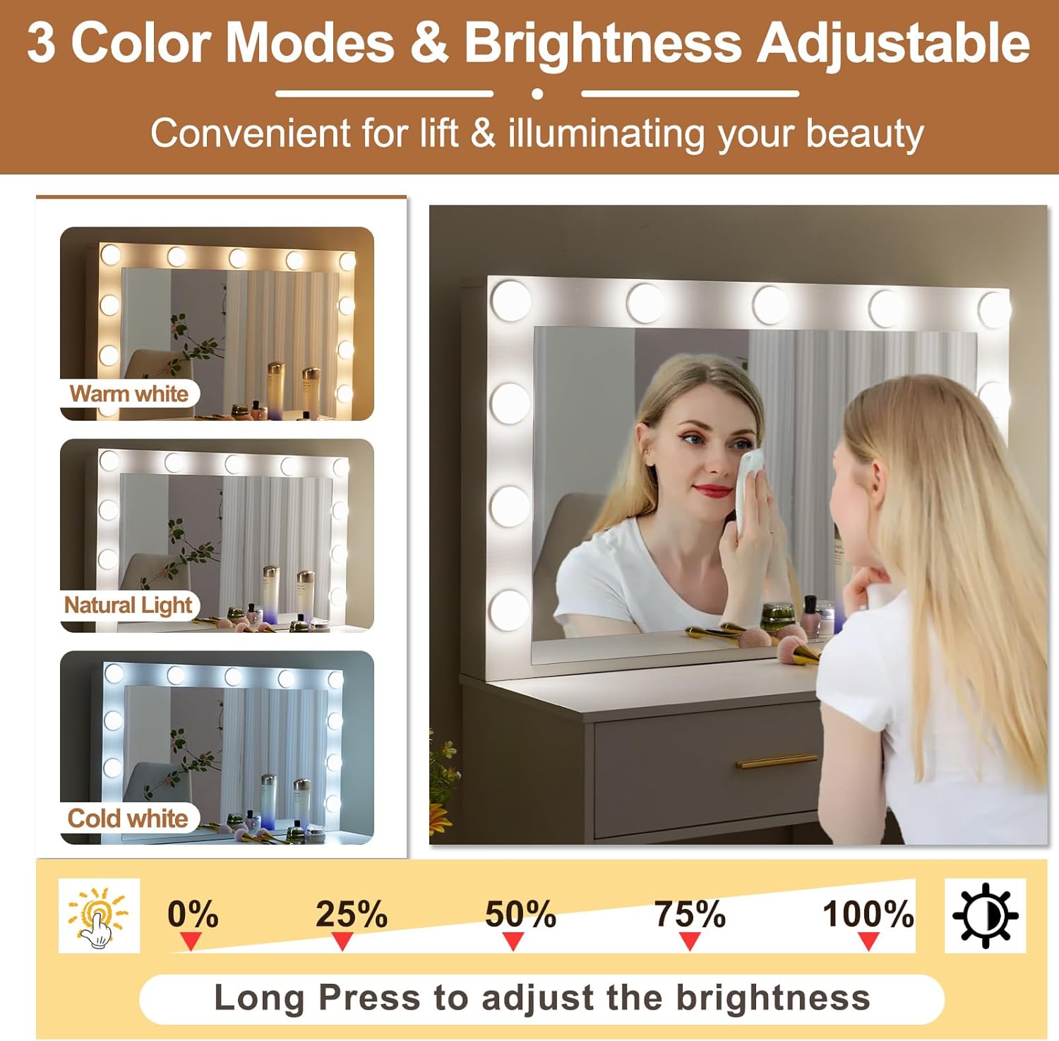 Umeiga Vanity Mirror with 3 Color Modes