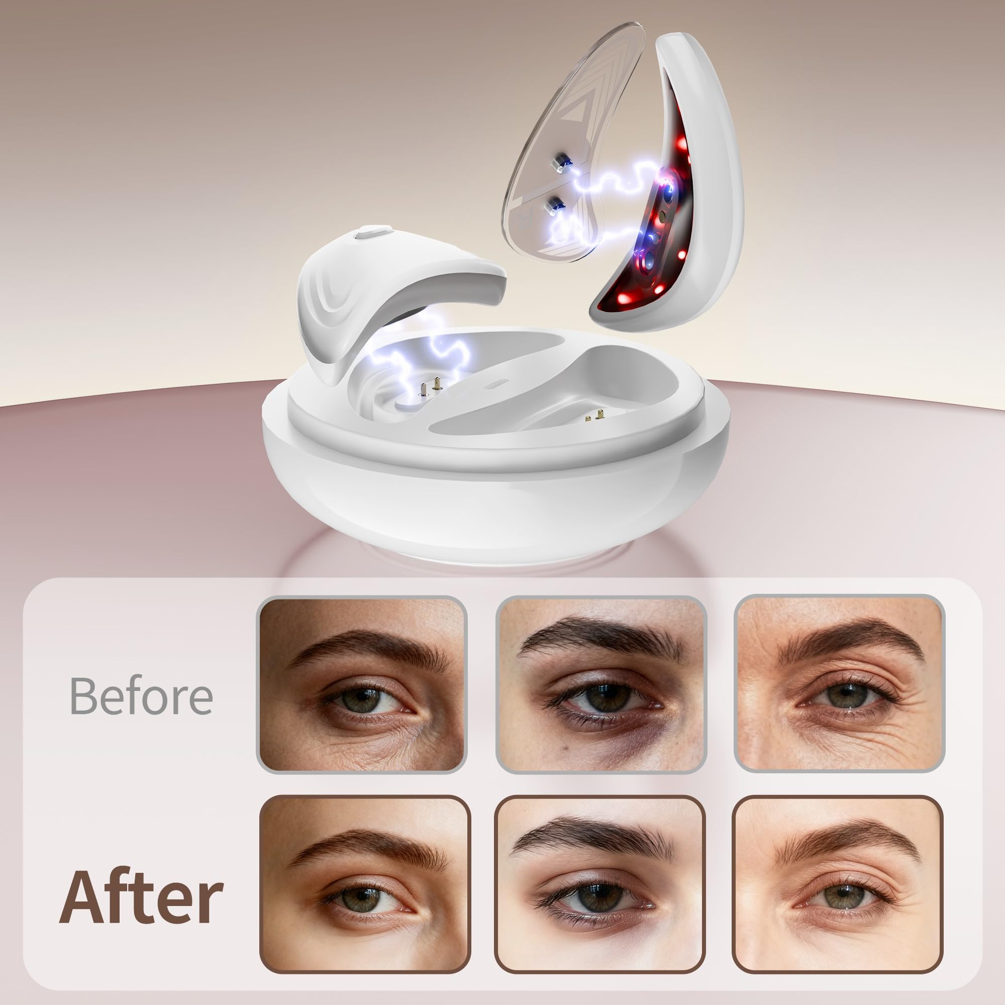 Parches para ojos de luz roja, péptidos de colágeno hidrogel para los ojos reduce el volumen de bolsas y la hinchazón, almohadillas antiarrugas, parches portátiles de luz roja con apagado temporizado