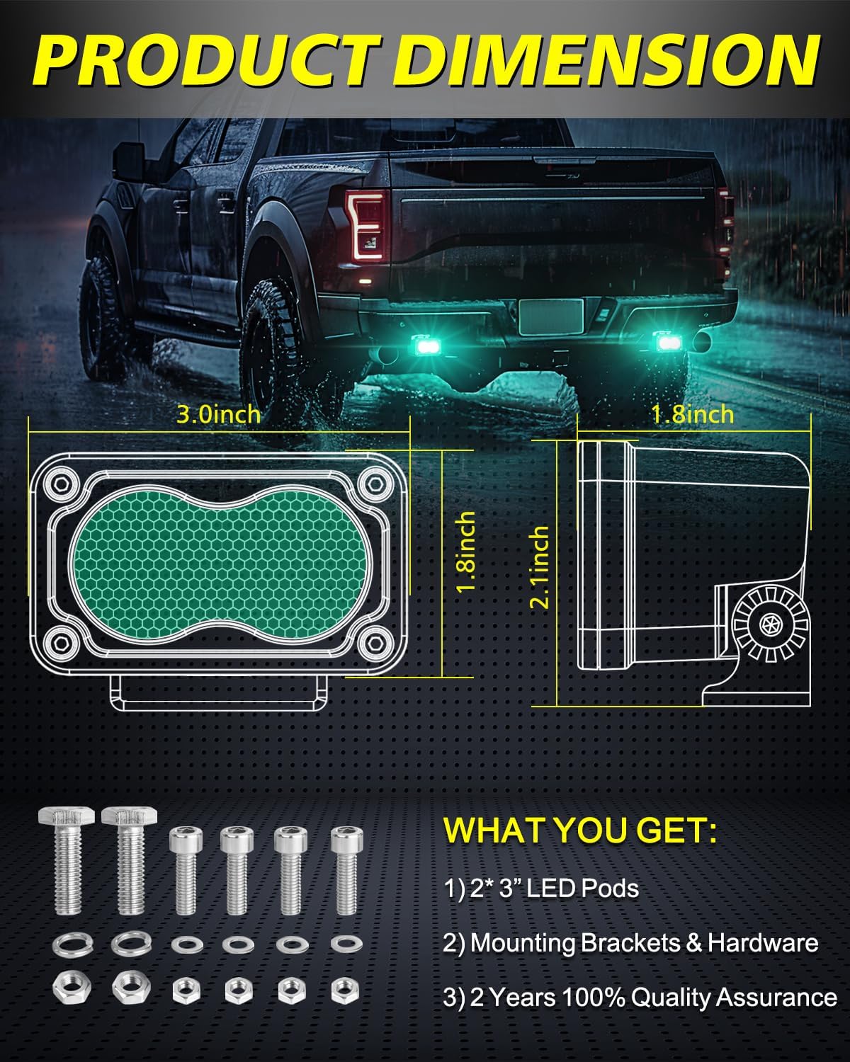 Boat Green LED Light Pods Waterproof 2Pcs 40W CREE LED Marine Navigation Lights Fishing Deck Cabin Courtesy Green Diffused Floodlight for Pontoon Kayak Jon Boat Yacht Truck Trailer Camper