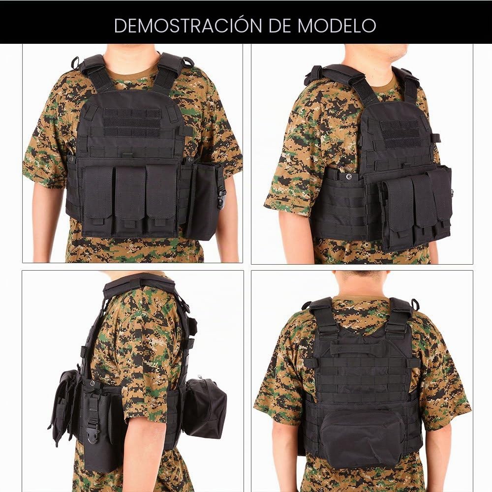 Lixada Outdoor Modular Molle Chaleco Caza Pecho Carrier Chaleco con Bolsillo Hidratación