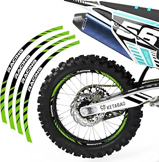 KETABAO Dirt Bike Rim Tape P02 Decals Stickers Protector 21 19 inch Compatible with KXF 250 450 KX250F KX450F (Green)