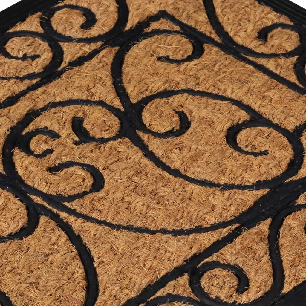 Felpudo rectangular 45 x 75 cm de goma y fibra de coco para interior y exterior, antideslizante, atrapa la suciedad, lavable, duradero, adecuado para puerta de casa, balcón, jardín, pasillo