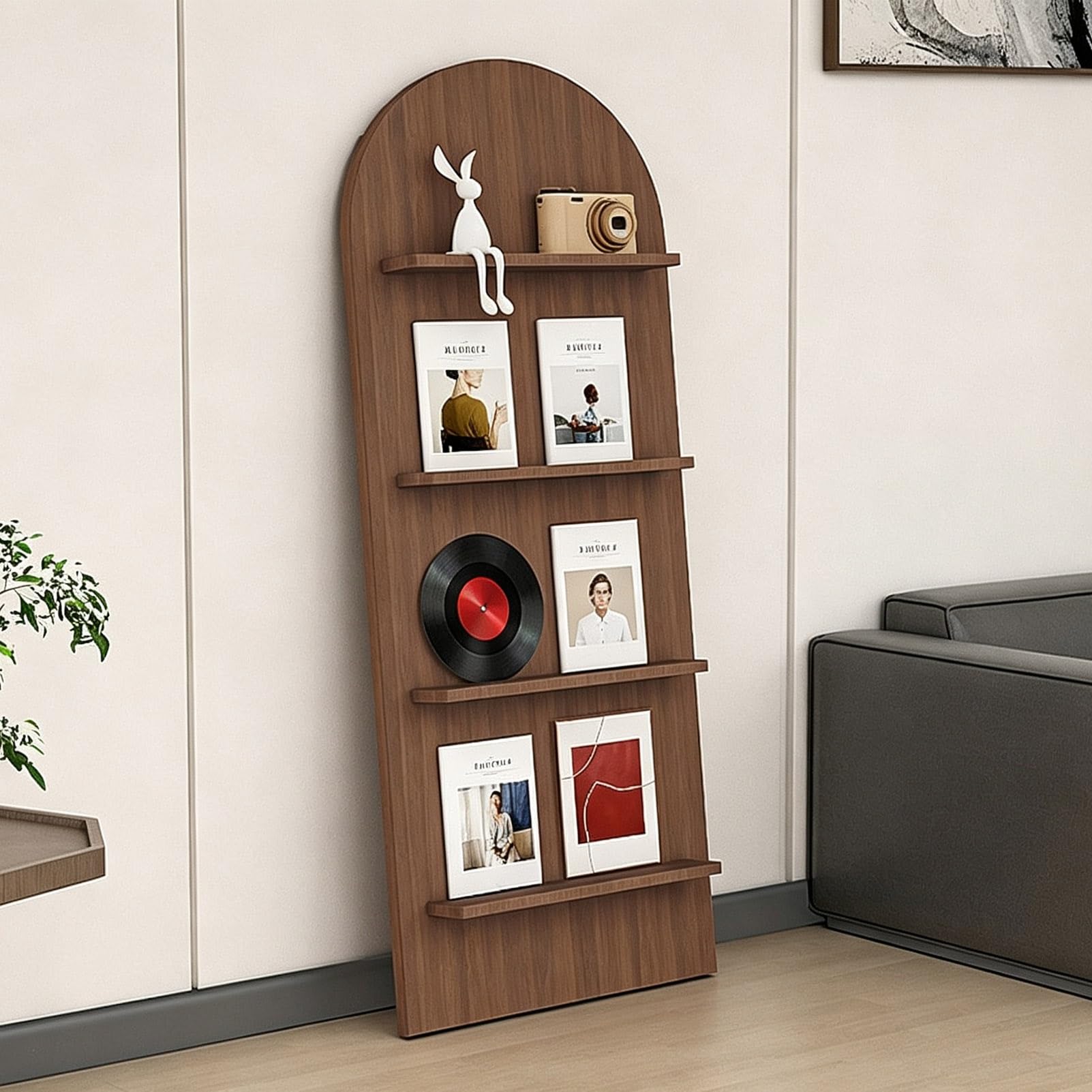 TRAGLO Wall Record Storage Magazine Rack 4 Tier Floor Standing Bookshelf