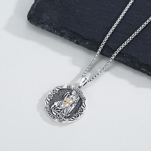 Vista 286 de Collar con colgante de plata de ley 925 con medalla de San Patrón, joyería religiosa para hombres y mujeres, con cadena de acero inoxidable 316L