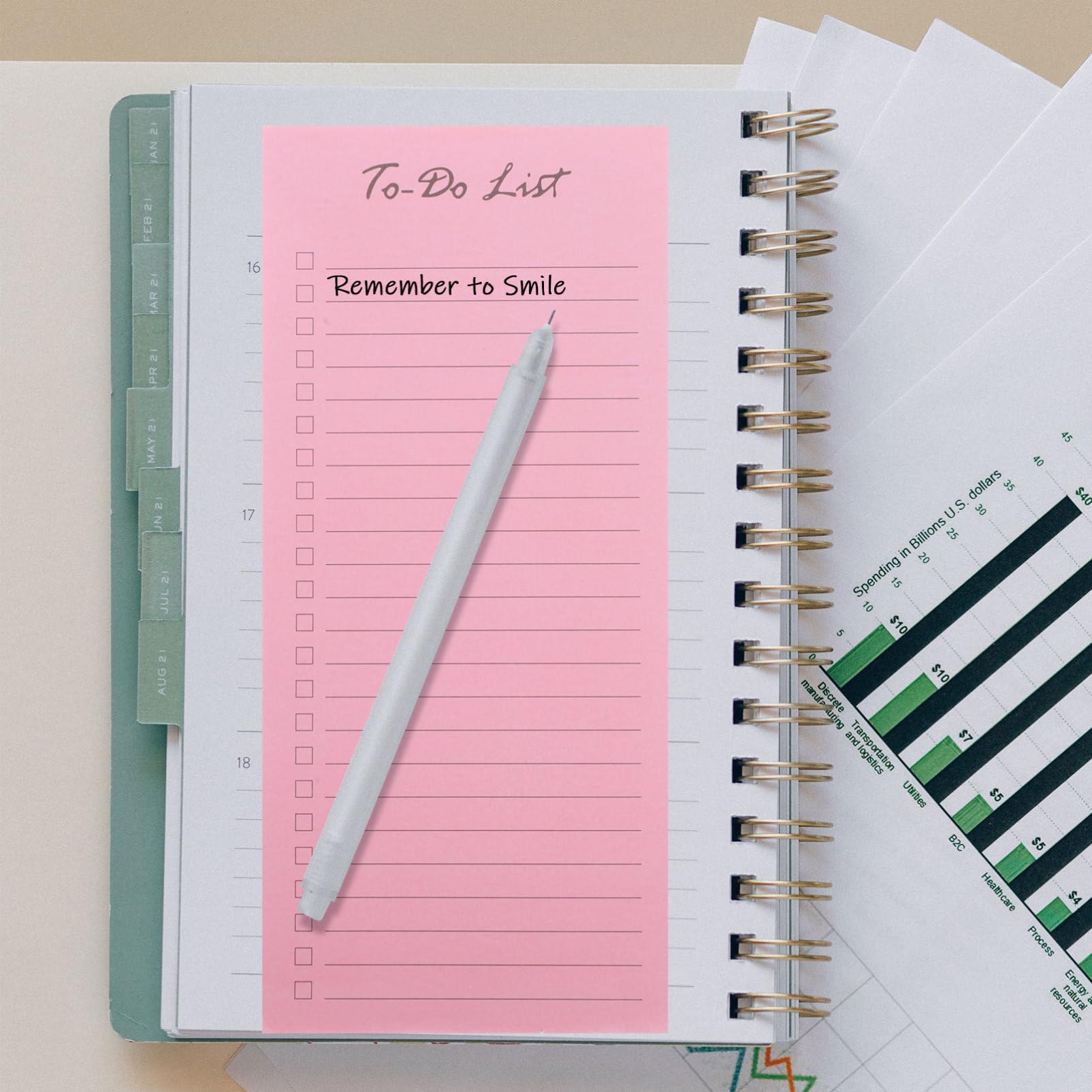 Planner Book Blocco Note per Attività Giornaliere, Carta Adesiva, Organizzazione a Colori, 10 Blocchi da 50 Pagine, per Lavoro e Scuola