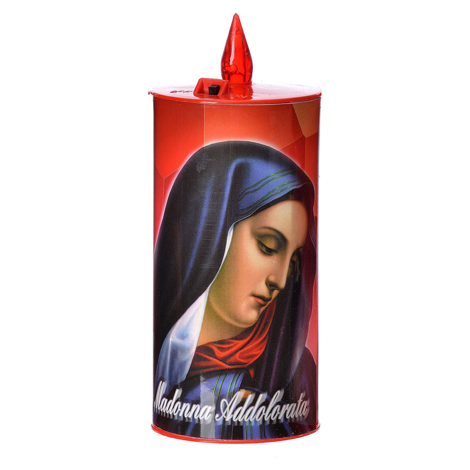 Holyart Electric Votive Candle, Ecological in red Cardboard, Lasting 70, Our Lady of SorrowsHeight: 12.5 cm|Max Height: 15 cm|Diameter: 6 cm
