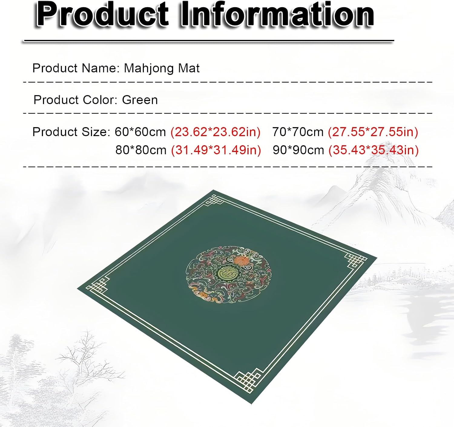 BSapp Mahjong Mat with Storage Bag, Green, 31.49x31.49in, Ages 3 and Up