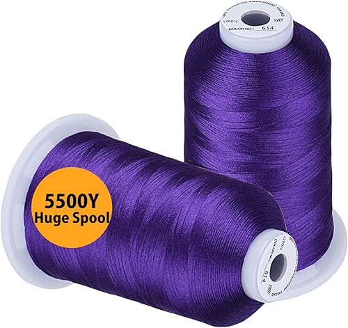 Miniatura 13 de Simthread Hilo de bordar 5500 yardas rojo 800, 2 carretes enormes 40wt poliéster para hermano, Babylock, Janome, Singer, Pfaff, Husqvarna, Bernina