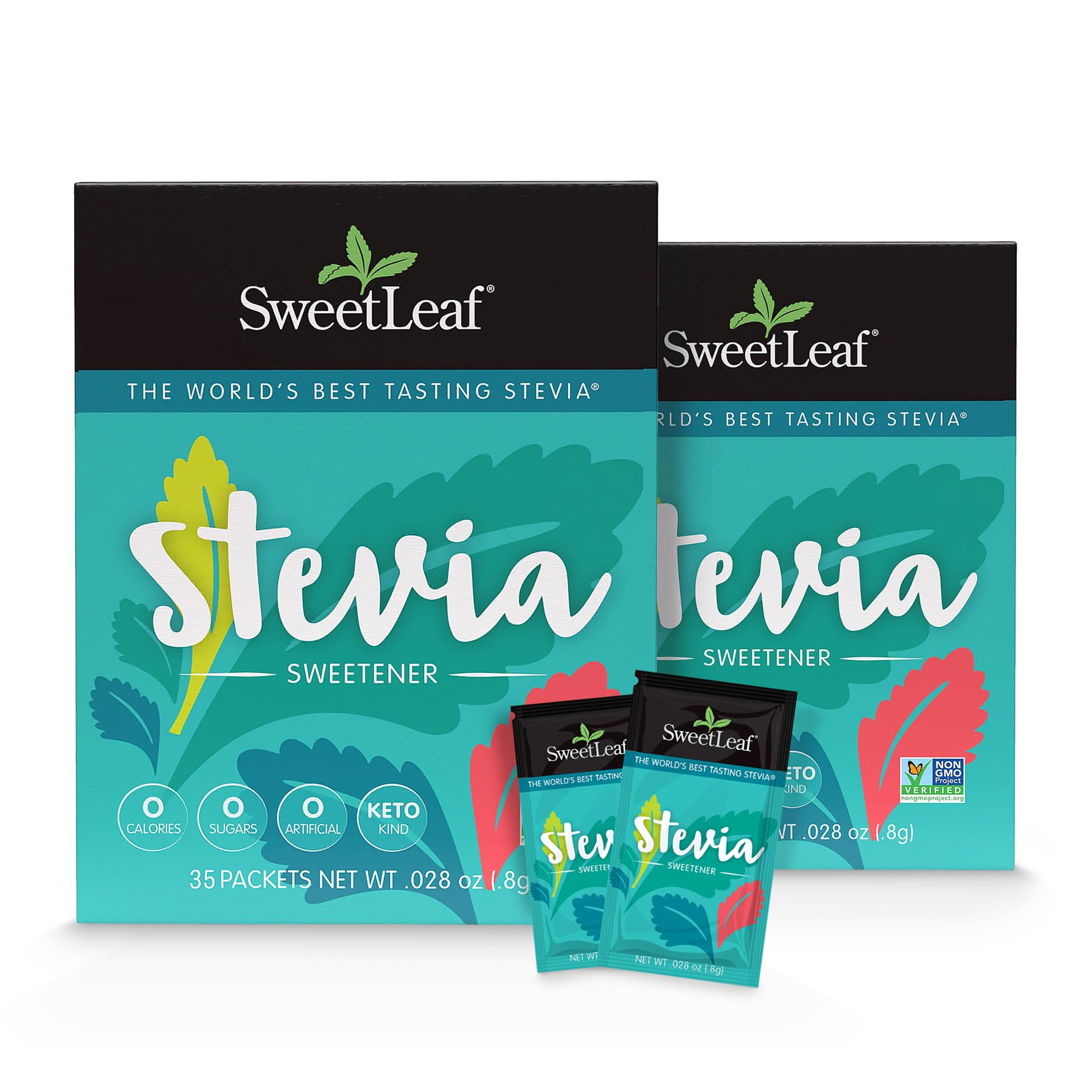 SweetLeaf Stevia Powder Packets - Zero Calorie Sweetener with Stevia Leaf Extract, No Artificial Sweetener Additive, Sugar Free, Keto Friendly, Non