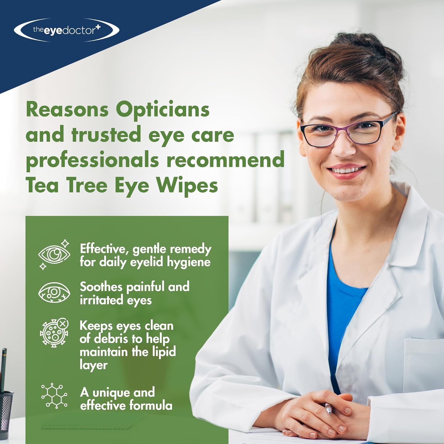 The Eye Doctor Tea Tree Eyelid Wipes - Suitable for use with Blepharitis, Dry Eyes, Sensitive Eyes & MGD - 200 x Biodegradable Tea Tree Eyelid Cleaning Wipes - Detergent and Preservative Free 4 71VRC9IrUEL. AC SL1500