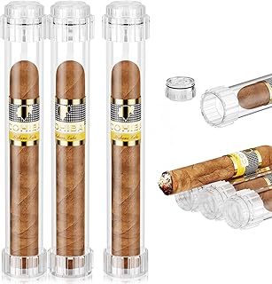 Cigar Humidor Tubes, Travel Humidifier Tube, Acrylic Storage Case with Cigar Holder, Detachable Airtight Triple Tube, Cigar Gift for Men, Ring Guage up to 57