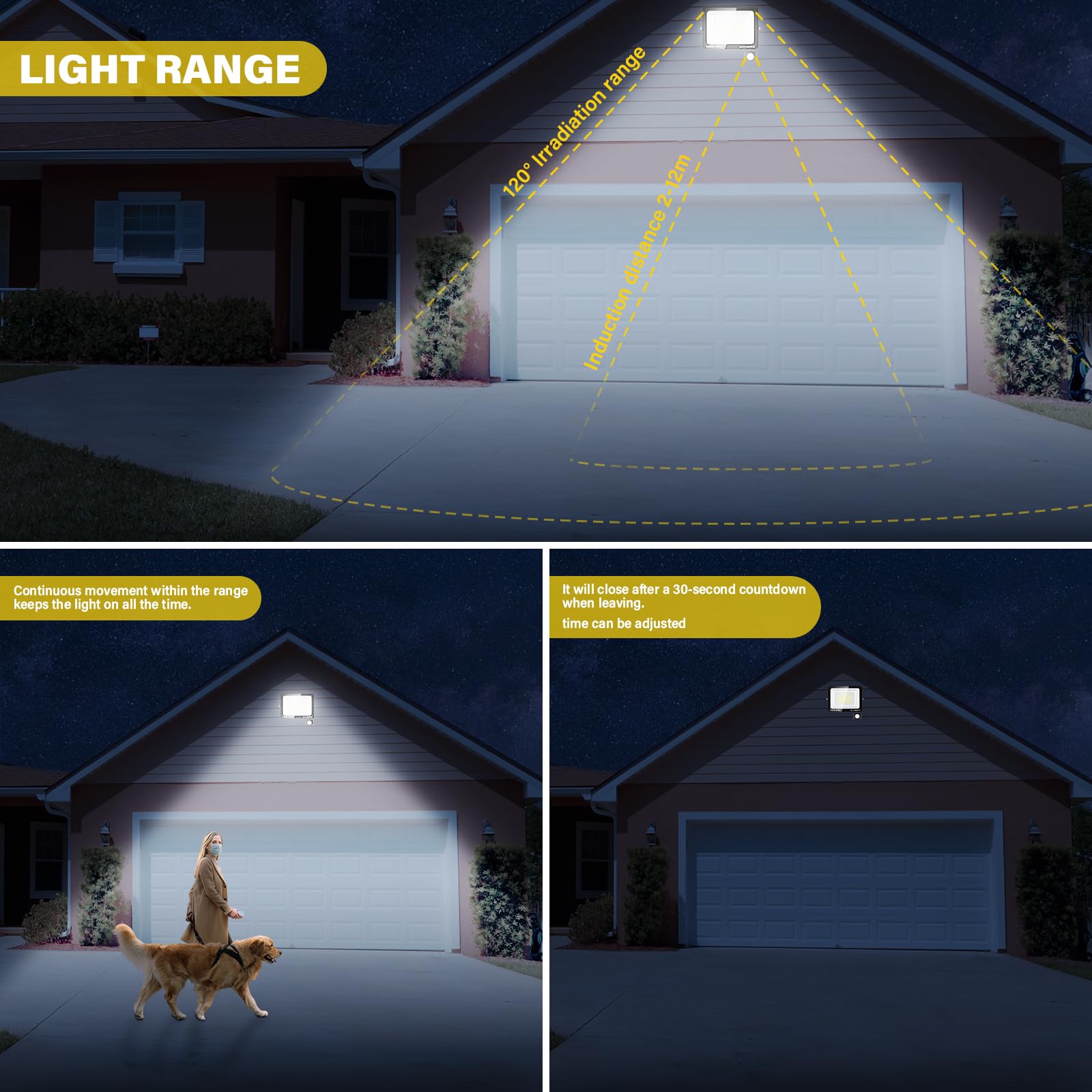 Willpower 2PCS Faro LED Esterno con Sensore di Movimento 200W 20000LM Faretto LED Bianca Fredda 6000K Proiettore LED IP66 85V-265V Luce di Sicurezza per Giardino Cortile Garage Patio Corridoio