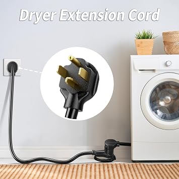 Plugsaf 30 AMP 4 Prong Dryer Cord 25 FT Outdoor Black, 10/4 Gauge Dryer Extension Cord Heavy Duty, NEMA 14-30P to 14-30R EV Charging, 125V/250V STW 10 Gauge ETL Listed