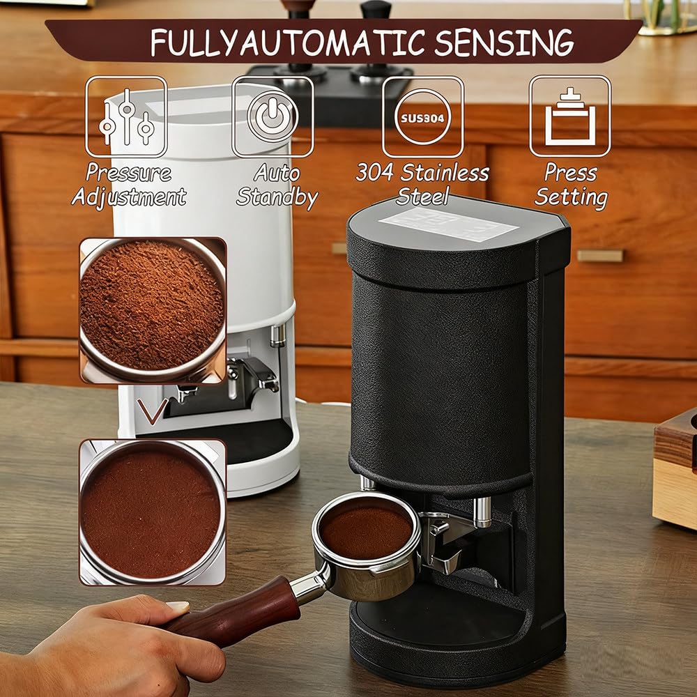 Estación Apisonamiento Espresso 58 mm prensador Ajustable 5-30 kg,prensador Profundidad Ajustable para Prensa Espresso,prensador portafiltro 58 mm para cafeterías,diseño fácil Limpiar Black