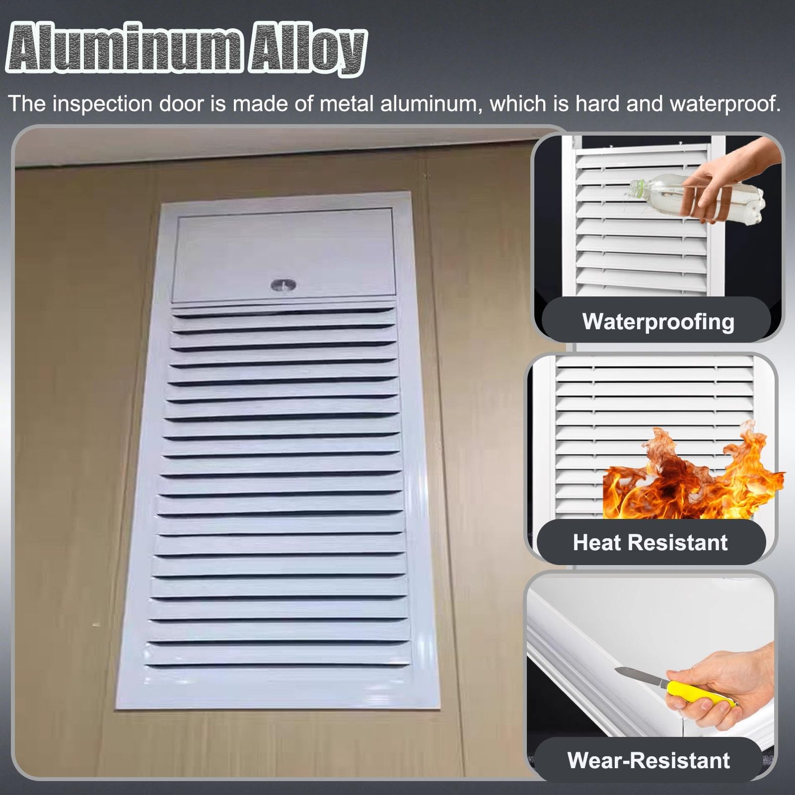 Trampilla Pladur Panel de Acceso a Rejillas de Ventilación con Manija de 60x50 75x75 60x90 cm. Placa de Metal Grande para Cubrir Orificios de Pared, Ideal para Cables Ocultos(24x20in/60x50cm)