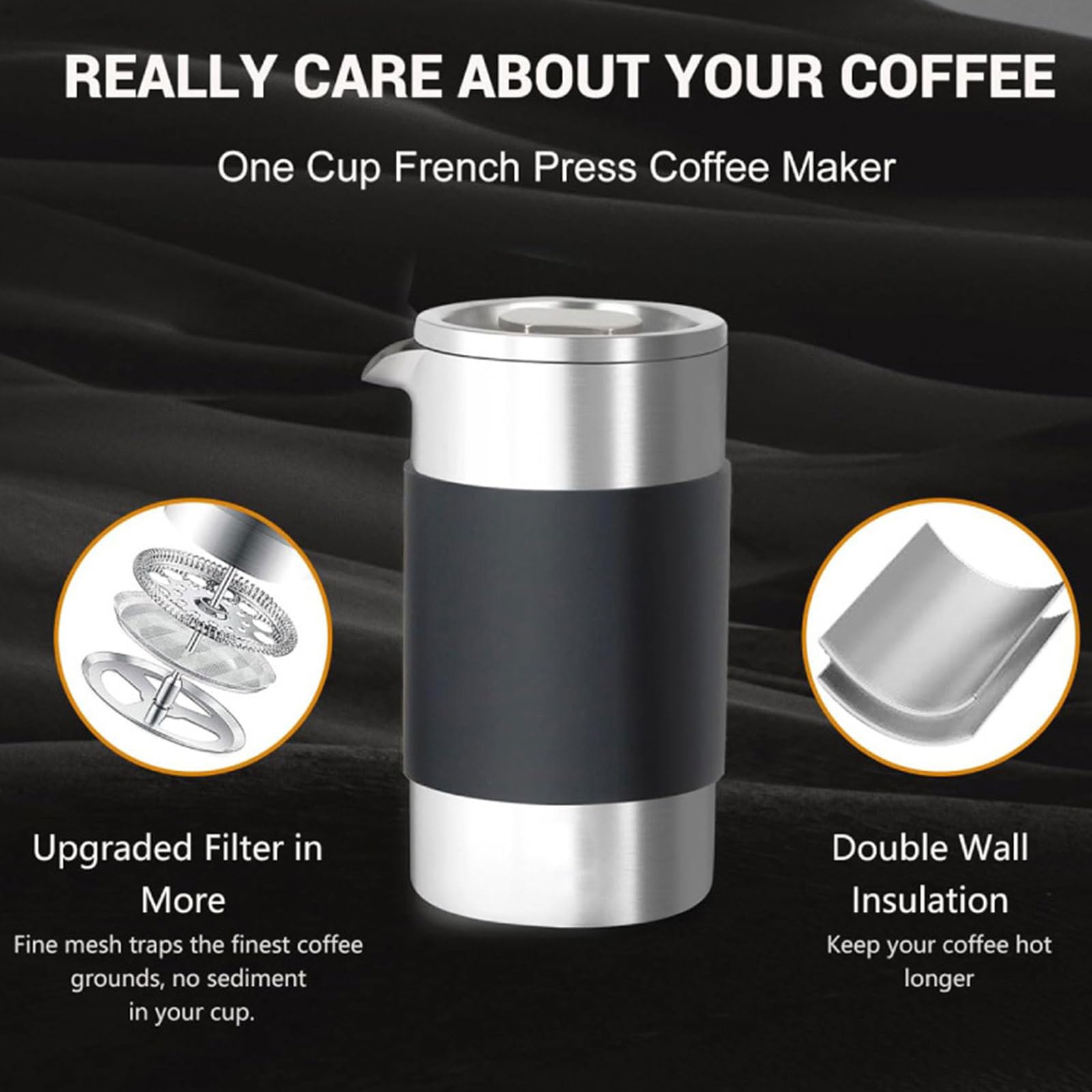Sofisticato dispositivo per la preparazione del caffè in acciaio inox, semplice da pulire, design in 3 pezzi, 350 ml, piccola caffettiera per uffici