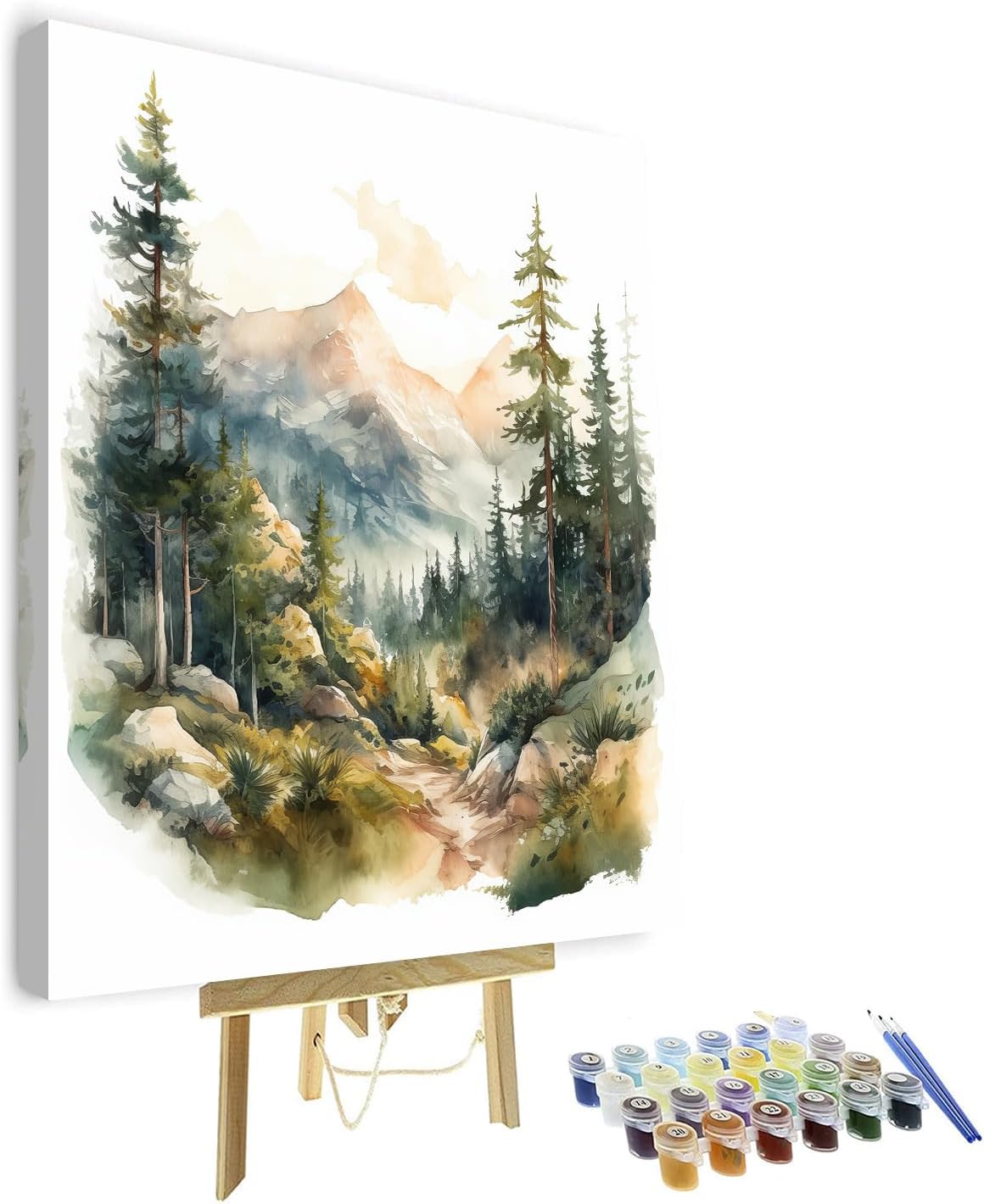 Adult Paint by Number Kits Forest Oil Painting Landscape, Mountain Paint by Numbers DIY Paint by Numbers Kit for Adults, Paint by Number on Canvas Acrylic Paint for Home Decor 16x20 inch With Frame
