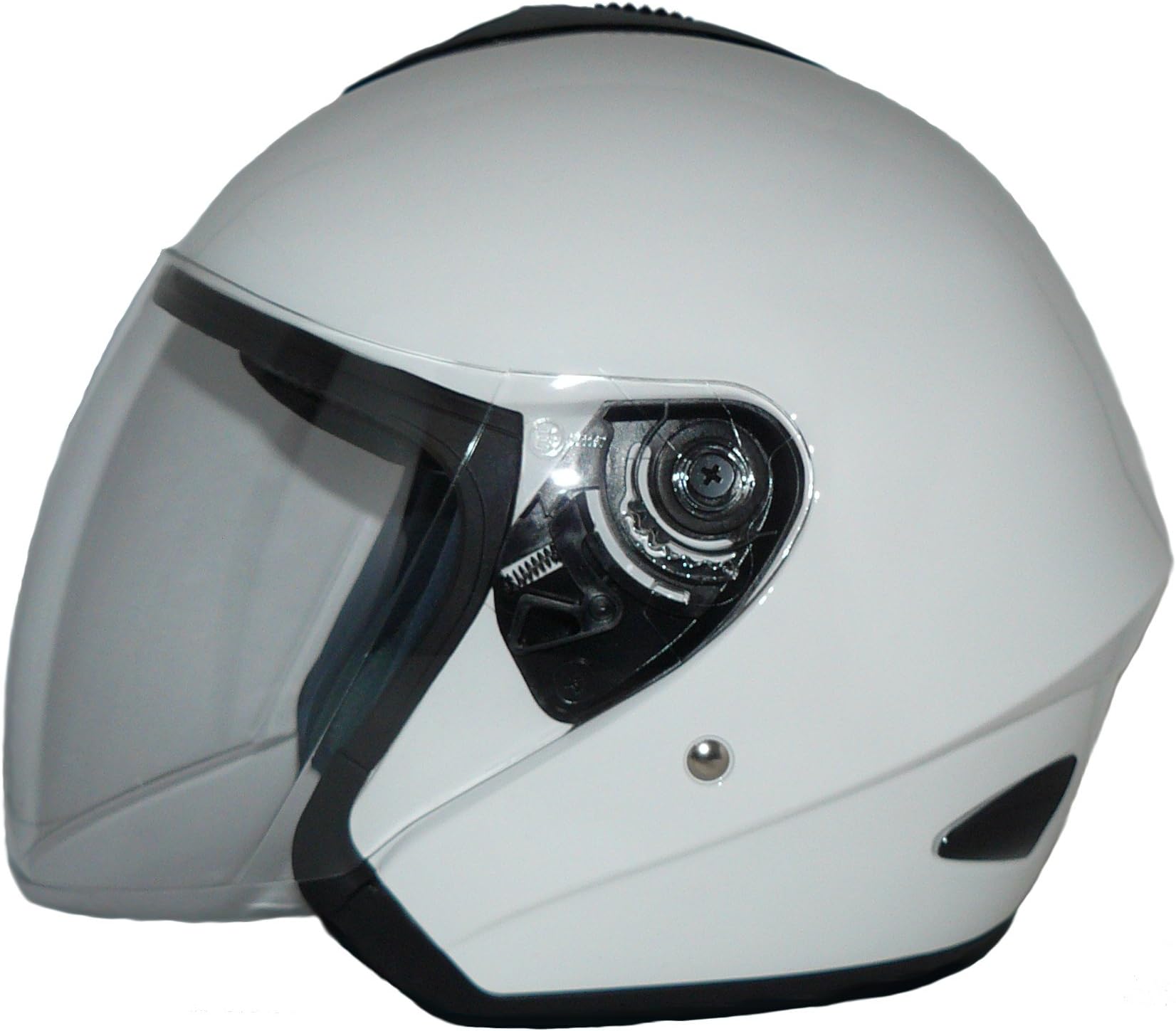 protectWEAR Open Face Helmet V510-WS Motorcycle Helmet with visor white gloss - L