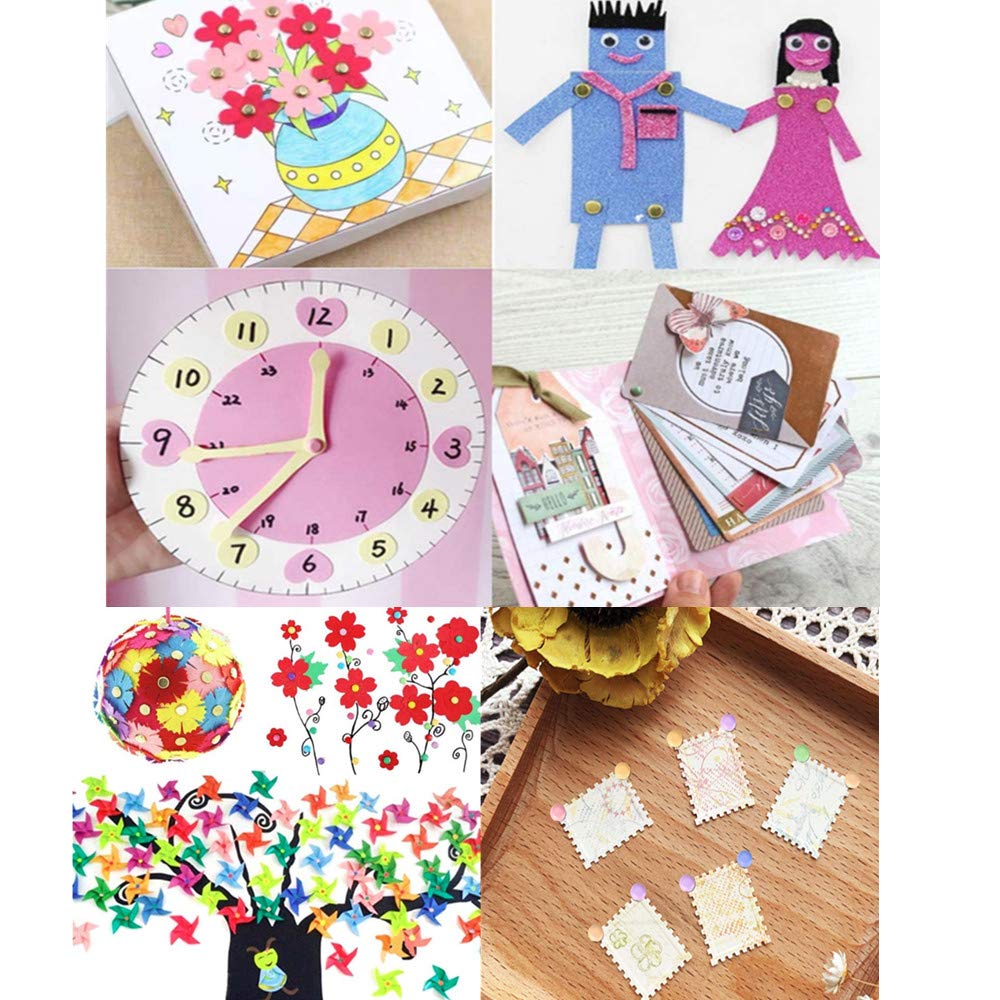 200pcs Mini Brad Metal Brad Paper Fastener Multicolor Rhinestone Leg Nails for Scrapbooking School Craft Stamping DIY Tool