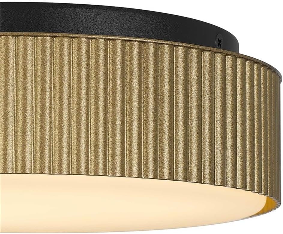 BOWERY HILL Modern Black Aluminum 9-Inch LED Outdoor Flush Mount, Powder-Coated Finish, Etched White Opal Glass, Wet Rated, 5-CCT Adjustable Light Settings, Porch or Patio Ceiling Fixture