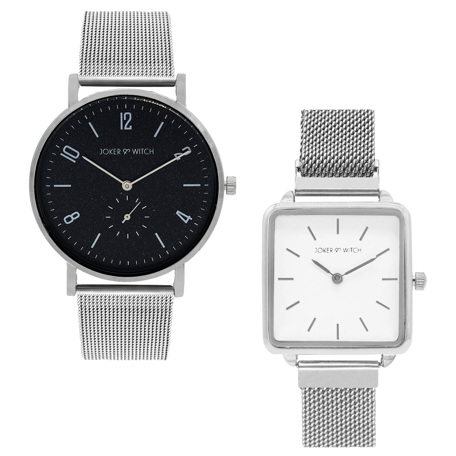 Joker & Witch Stainless Steel Jim & Clare Couple Analogue Watches, Black Dial, Silver Band (B08KQCGVH1) Amazon Price History, Amazon Price Tracker