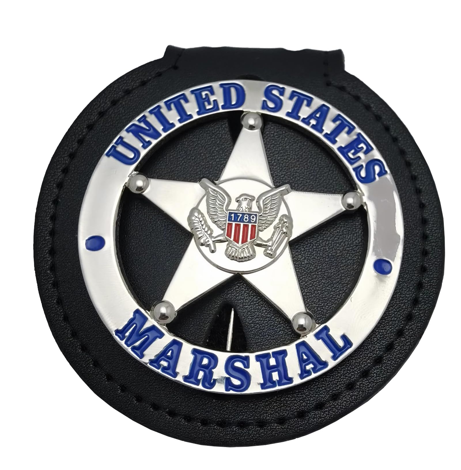 DOGOZ US MARSHAL Badge Silver with Inlaid Leather Case,Costume Decoration Prop