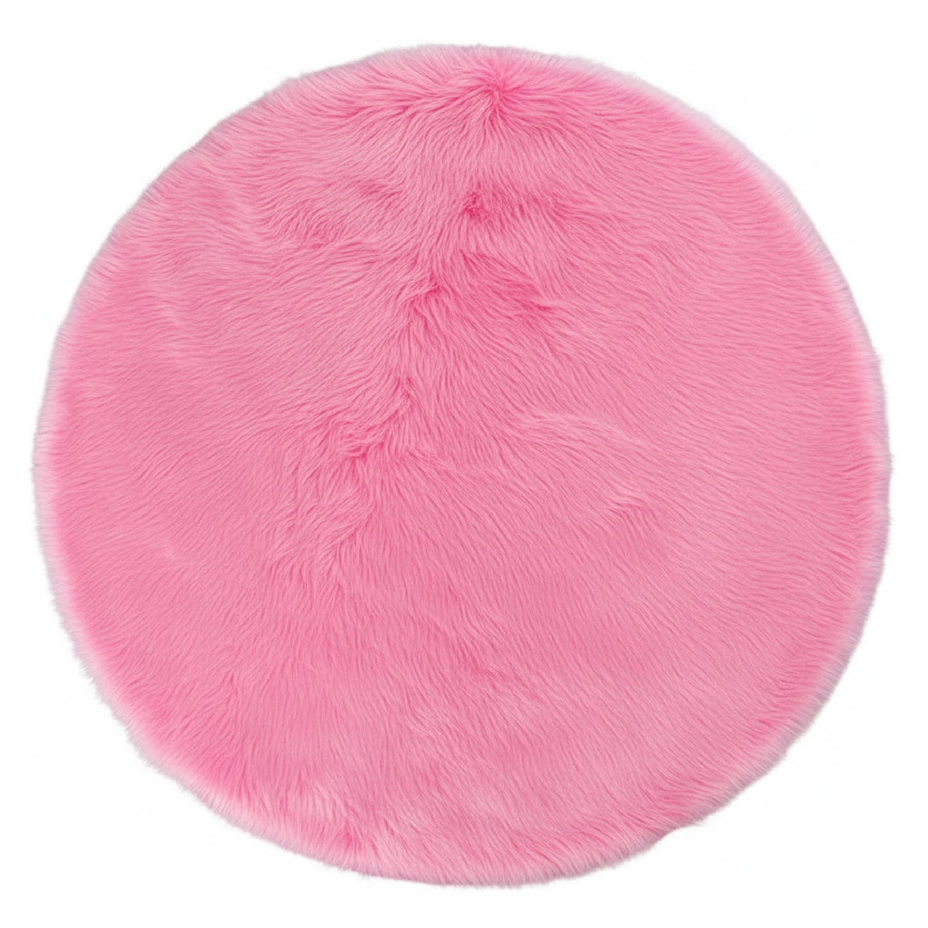 Tapis en fausse fourrure circulaire blanc aux finitions soignées et denses