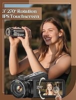 Vista 4 de 4K Video Camera Camcorder UHD 64MP Vlogging Camera for YouTube 18x Digital Zoom 3" 270° Rotation IPS Touchscreen Video Camcorder with